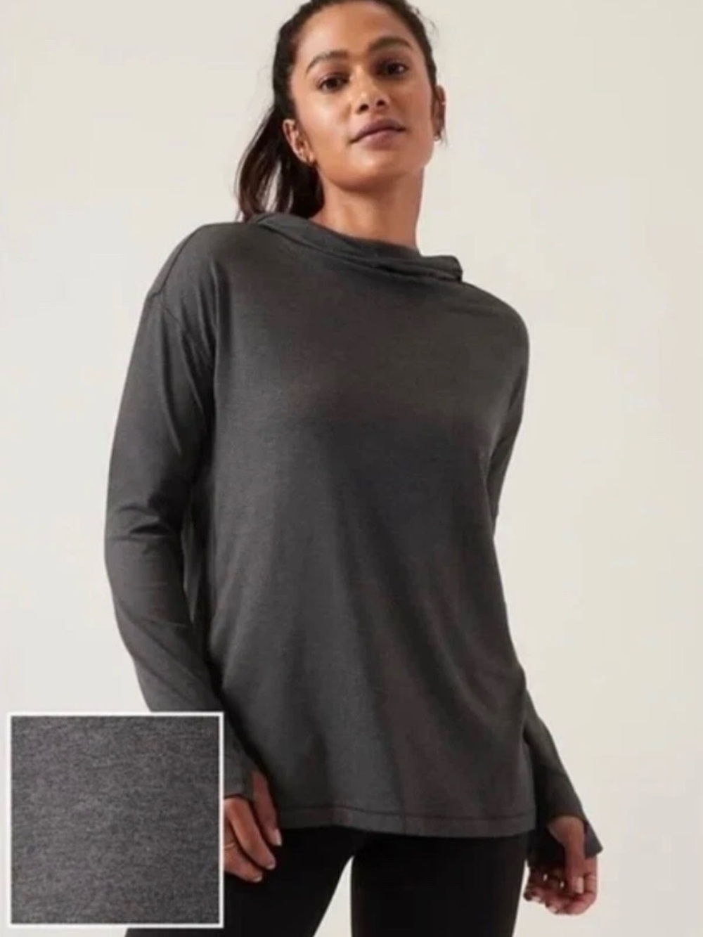 Athleta Uptempo Hoodie Sweatshirt Dark Gray size Large